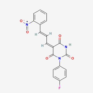 (5E)-1-(4-fluorophenyl)-5-[(2E)-3-(2-nitrophenyl)prop-2-en-1-ylidene]pyrimidine-2,4,6(1H,3H,5H)-trione