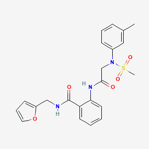 molecular formula C22H23N3O5S B3647022 N-(furan-2-ylmethyl)-2-{[N-(3-methylphenyl)-N-(methylsulfonyl)glycyl]amino}benzamide 