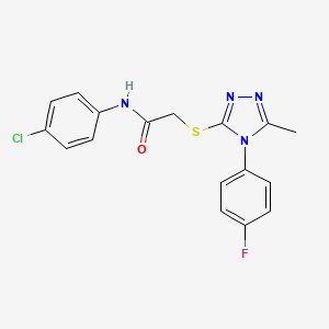 molecular formula C17H14ClFN4OS B3647033 N-(4-chlorophenyl)-2-[[4-(4-fluorophenyl)-5-methyl-1,2,4-triazol-3-yl]sulfanyl]acetamide 