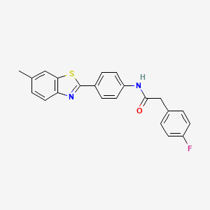 2-(4-fluorophenyl)-N-[4-(6-methyl-1,3-benzothiazol-2-yl)phenyl]acetamide