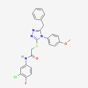 molecular formula C24H20ClFN4O2S B3647065 2-{[5-benzyl-4-(4-methoxyphenyl)-4H-1,2,4-triazol-3-yl]thio}-N-(3-chloro-4-fluorophenyl)acetamide 