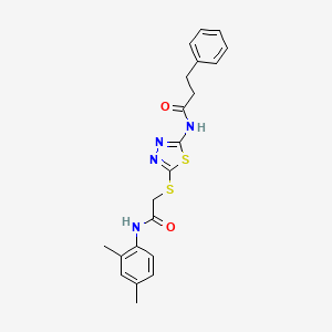 N-(5-((2-((2,4-dimethylphenyl)amino)-2-oxoethyl)thio)-1,3,4-thiadiazol-2-yl)-3-phenylpropanamide