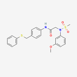 molecular formula C23H24N2O4S2 B3647279 2-(3-methoxy-N-methylsulfonylanilino)-N-[4-(phenylsulfanylmethyl)phenyl]acetamide 