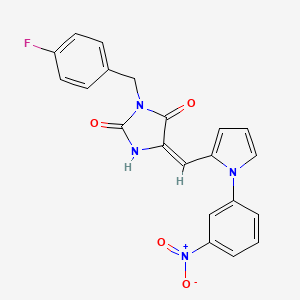 (5E)-3-(4-fluorobenzyl)-5-{[1-(3-nitrophenyl)-1H-pyrrol-2-yl]methylidene}imidazolidine-2,4-dione