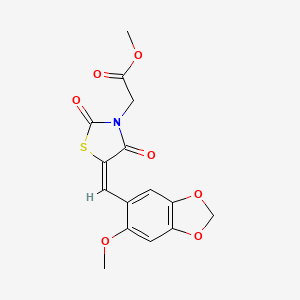 molecular formula C15H13NO7S B3647316 methyl {(5E)-5-[(6-methoxy-1,3-benzodioxol-5-yl)methylidene]-2,4-dioxo-1,3-thiazolidin-3-yl}acetate 