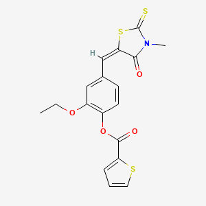 2-ethoxy-4-[(3-methyl-4-oxo-2-thioxo-1,3-thiazolidin-5-ylidene)methyl]phenyl 2-thiophenecarboxylate