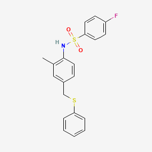 4-fluoro-N-{2-methyl-4-[(phenylthio)methyl]phenyl}benzenesulfonamide