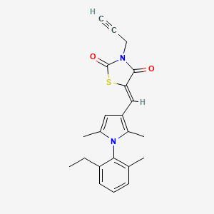 molecular formula C22H22N2O2S B3647471 5-{[1-(2-ethyl-6-methylphenyl)-2,5-dimethyl-1H-pyrrol-3-yl]methylene}-3-(2-propyn-1-yl)-1,3-thiazolidine-2,4-dione 