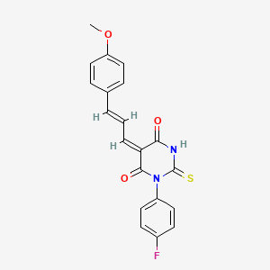 (5E)-1-(4-fluorophenyl)-5-[(2E)-3-(4-methoxyphenyl)prop-2-en-1-ylidene]-2-thioxodihydropyrimidine-4,6(1H,5H)-dione