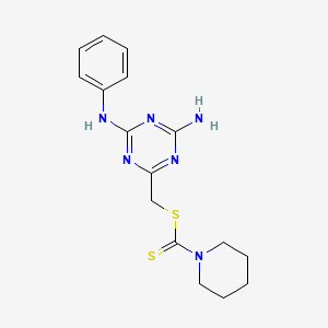 (4-Amino-6-anilino-1,3,5-triazin-2-yl)methyl piperidine-1-carbodithioate