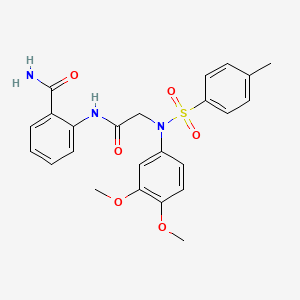 molecular formula C24H25N3O6S B3647560 2-({N-(3,4-dimethoxyphenyl)-N-[(4-methylphenyl)sulfonyl]glycyl}amino)benzamide 