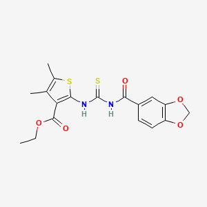 Ethyl 2-{[(1,3-benzodioxol-5-ylcarbonyl)carbamothioyl]amino}-4,5-dimethylthiophene-3-carboxylate