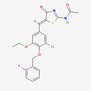 N-[(5Z)-5-{3-chloro-5-ethoxy-4-[(2-fluorobenzyl)oxy]benzylidene}-4-oxo-4,5-dihydro-1,3-thiazol-2-yl]acetamide