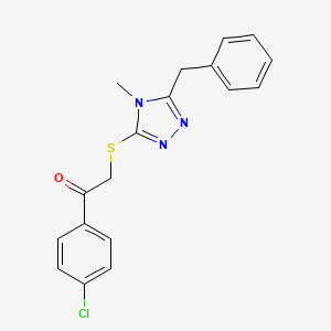 molecular formula C18H16ClN3OS B3647693 2-[(5-benzyl-4-methyl-4H-1,2,4-triazol-3-yl)thio]-1-(4-chlorophenyl)ethanone 