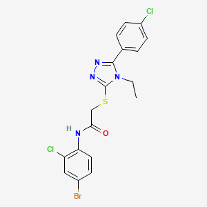 molecular formula C18H15BrCl2N4OS B3647694 N-(4-bromo-2-chlorophenyl)-2-{[5-(4-chlorophenyl)-4-ethyl-4H-1,2,4-triazol-3-yl]thio}acetamide 