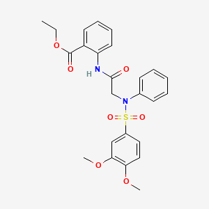 molecular formula C25H26N2O7S B3647735 ethyl 2-({N-[(3,4-dimethoxyphenyl)sulfonyl]-N-phenylglycyl}amino)benzoate 