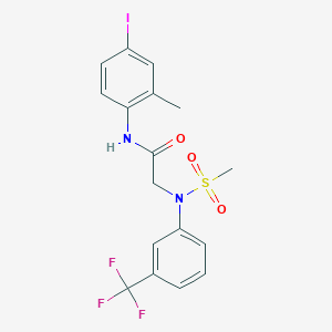 molecular formula C17H16F3IN2O3S B3647853 N-(4-iodo-2-methylphenyl)-2-[N-methylsulfonyl-3-(trifluoromethyl)anilino]acetamide 