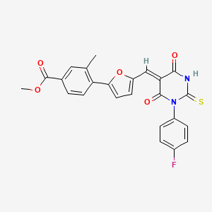 molecular formula C24H17FN2O5S B3647952 methyl 4-(5-{(Z)-[1-(4-fluorophenyl)-4,6-dioxo-2-thioxotetrahydropyrimidin-5(2H)-ylidene]methyl}furan-2-yl)-3-methylbenzoate 