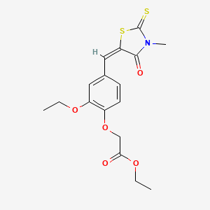 ethyl {2-ethoxy-4-[(3-methyl-4-oxo-2-thioxo-1,3-thiazolidin-5-ylidene)methyl]phenoxy}acetate