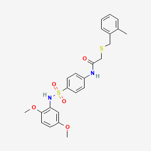 molecular formula C24H26N2O5S2 B3648013 N-(4-{[(2,5-dimethoxyphenyl)amino]sulfonyl}phenyl)-2-[(2-methylbenzyl)thio]acetamide 