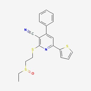 molecular formula C20H18N2OS3 B3648158 2-{[2-(ethylsulfinyl)ethyl]thio}-4-phenyl-6-(2-thienyl)nicotinonitrile 