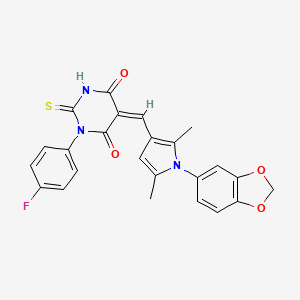 5-{[1-(1,3-benzodioxol-5-yl)-2,5-dimethyl-1H-pyrrol-3-yl]methylene}-1-(4-fluorophenyl)-2-thioxodihydro-4,6(1H,5H)-pyrimidinedione