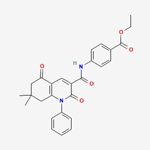 ETHYL 4-(7,7-DIMETHYL-2,5-DIOXO-1-PHENYL-1,2,5,6,7,8-HEXAHYDROQUINOLINE-3-AMIDO)BENZOATE