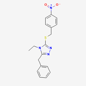 molecular formula C18H18N4O2S B3648465 3-benzyl-4-ethyl-5-[(4-nitrobenzyl)thio]-4H-1,2,4-triazole 