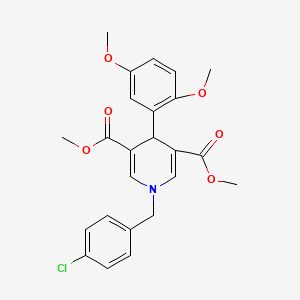 molecular formula C24H24ClNO6 B3648511 3,5-DIMETHYL 1-[(4-CHLOROPHENYL)METHYL]-4-(2,5-DIMETHOXYPHENYL)-1,4-DIHYDROPYRIDINE-3,5-DICARBOXYLATE 