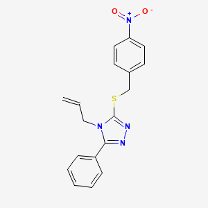 molecular formula C18H16N4O2S B3648546 3-{[(4-nitrophenyl)methyl]sulfanyl}-5-phenyl-4-(prop-2-en-1-yl)-4H-1,2,4-triazole 