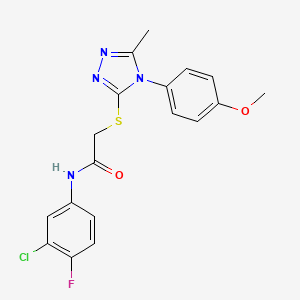 molecular formula C18H16ClFN4O2S B3648590 N-(3-chloro-4-fluorophenyl)-2-[[4-(4-methoxyphenyl)-5-methyl-1,2,4-triazol-3-yl]sulfanyl]acetamide 