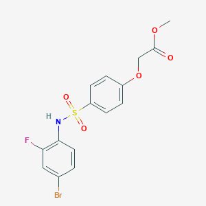 molecular formula C15H13BrFNO5S B3648633 Methyl 2-[4-[(4-bromo-2-fluorophenyl)sulfamoyl]phenoxy]acetate 