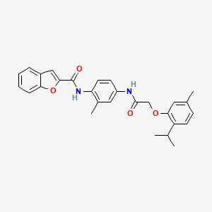 molecular formula C28H28N2O4 B3648650 N-(4-{[(2-isopropyl-5-methylphenoxy)acetyl]amino}-2-methylphenyl)-1-benzofuran-2-carboxamide 