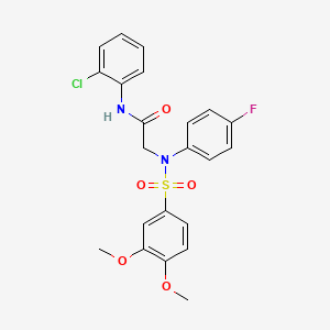 molecular formula C22H20ClFN2O5S B3648724 N-(2-chlorophenyl)-N~2~-[(3,4-dimethoxyphenyl)sulfonyl]-N~2~-(4-fluorophenyl)glycinamide 