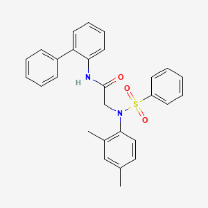 molecular formula C28H26N2O3S B3648728 N~1~-2-biphenylyl-N~2~-(2,4-dimethylphenyl)-N~2~-(phenylsulfonyl)glycinamide 