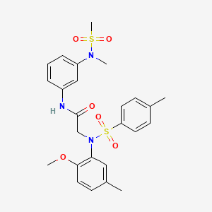 molecular formula C25H29N3O6S2 B3648865 N~2~-(2-methoxy-5-methylphenyl)-N~1~-{3-[methyl(methylsulfonyl)amino]phenyl}-N~2~-[(4-methylphenyl)sulfonyl]glycinamide 