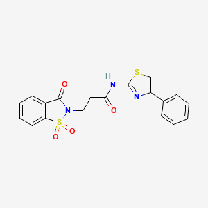 molecular formula C19H15N3O4S2 B3648872 3-(1,1-dioxido-3-oxo-1,2-benzisothiazol-2(3H)-yl)-N-(4-phenyl-1,3-thiazol-2-yl)propanamide 