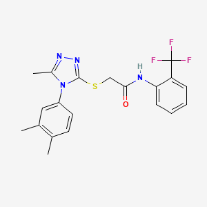 molecular formula C20H19F3N4OS B3648880 2-[[4-(3,4-dimethylphenyl)-5-methyl-1,2,4-triazol-3-yl]sulfanyl]-N-[2-(trifluoromethyl)phenyl]acetamide 