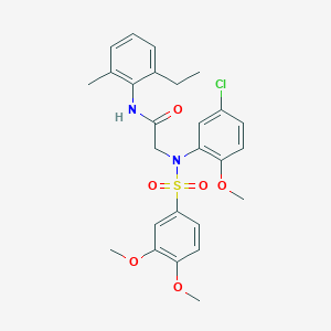 N~2~-(5-chloro-2-methoxyphenyl)-N~2~-[(3,4-dimethoxyphenyl)sulfonyl]-N~1~-(2-ethyl-6-methylphenyl)glycinamide