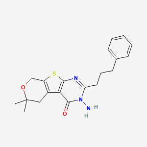 4-amino-12,12-dimethyl-5-(3-phenylpropyl)-11-oxa-8-thia-4,6-diazatricyclo[7.4.0.02,7]trideca-1(9),2(7),5-trien-3-one