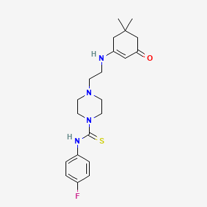 molecular formula C21H29FN4OS B3649000 4-{2-[(5,5-dimethyl-3-oxocyclohex-1-en-1-yl)amino]ethyl}-N-(4-fluorophenyl)piperazine-1-carbothioamide 