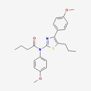 molecular formula C24H28N2O3S B3649072 N-(4-methoxyphenyl)-N-[4-(4-methoxyphenyl)-5-propyl-1,3-thiazol-2-yl]butanamide 