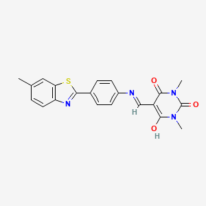 1,3-dimethyl-5-({[4-(6-methyl-1,3-benzothiazol-2-yl)phenyl]amino}methylidene)pyrimidine-2,4,6(1H,3H,5H)-trione