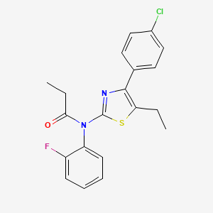 molecular formula C20H18ClFN2OS B3649109 N-[4-(4-chlorophenyl)-5-ethyl-1,3-thiazol-2-yl]-N-(2-fluorophenyl)propanamide 