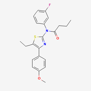 molecular formula C22H23FN2O2S B3649151 N-[5-ethyl-4-(4-methoxyphenyl)-1,3-thiazol-2-yl]-N-(3-fluorophenyl)butanamide 