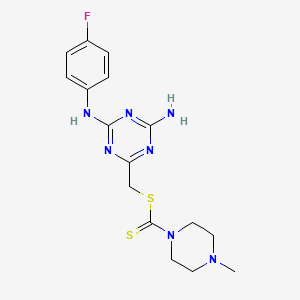 {4-amino-6-[(4-fluorophenyl)amino]-1,3,5-triazin-2-yl}methyl 4-methylpiperazine-1-carbodithioate