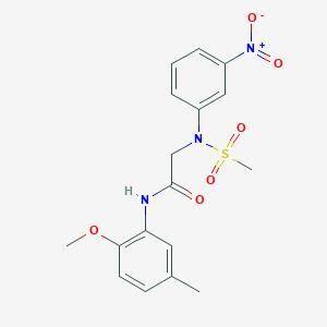 molecular formula C17H19N3O6S B3649229 N-(2-methoxy-5-methylphenyl)-N~2~-(methylsulfonyl)-N~2~-(3-nitrophenyl)glycinamide 