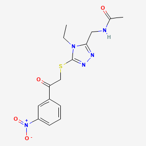 N-[[4-ethyl-5-[2-(3-nitrophenyl)-2-oxoethyl]sulfanyl-1,2,4-triazol-3-yl]methyl]acetamide