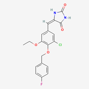 (5E)-5-{3-chloro-5-ethoxy-4-[(4-fluorobenzyl)oxy]benzylidene}imidazolidine-2,4-dione