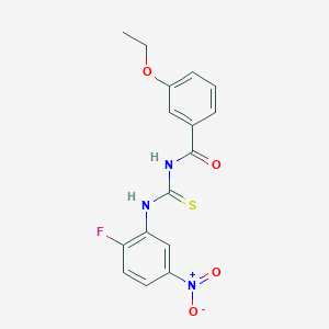 molecular formula C16H14FN3O4S B3649417 3-ethoxy-N-[(2-fluoro-5-nitrophenyl)carbamothioyl]benzamide 